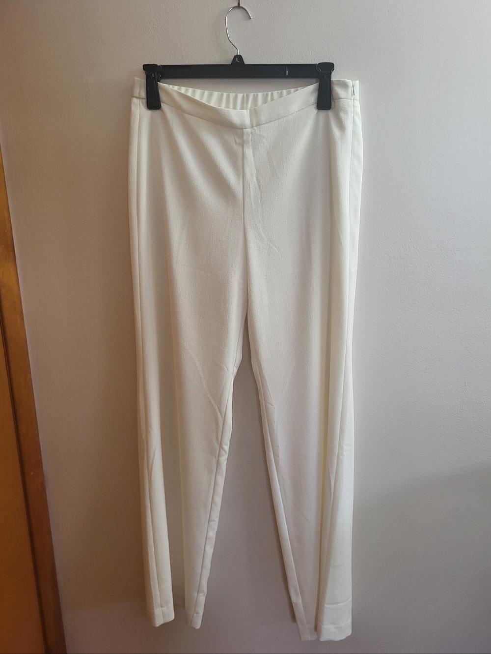 J. Jill Wide Leg Trousers Ivory Double Knit Crepe Size 12 Tall - Picture 2 of 10